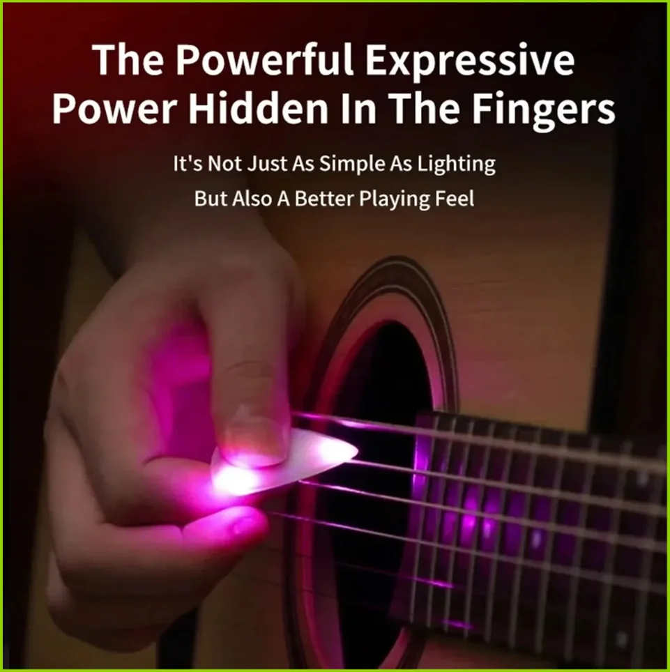 LED Luminous Guitar Picks - ABS Electric Guitar Picks With Three-Color Light Options (White/Green/Purple)