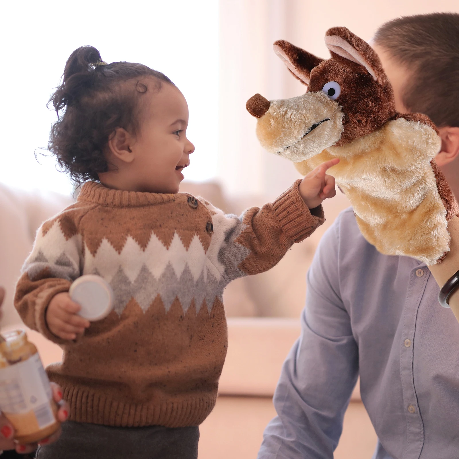 Marionnette en peluche de dessin animé, gants, jouets pour chiots, raconter des histoires, jeu interactif, jouet Animal