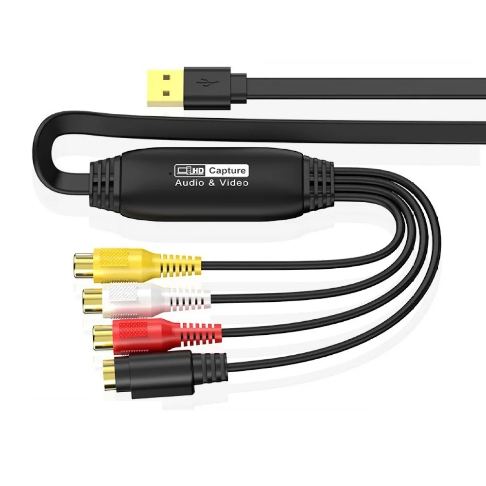 Portable Video Capture Adapter USB To RCA Signal Converter 1080P Digital Recording Tool For Live Broadcasting Conference