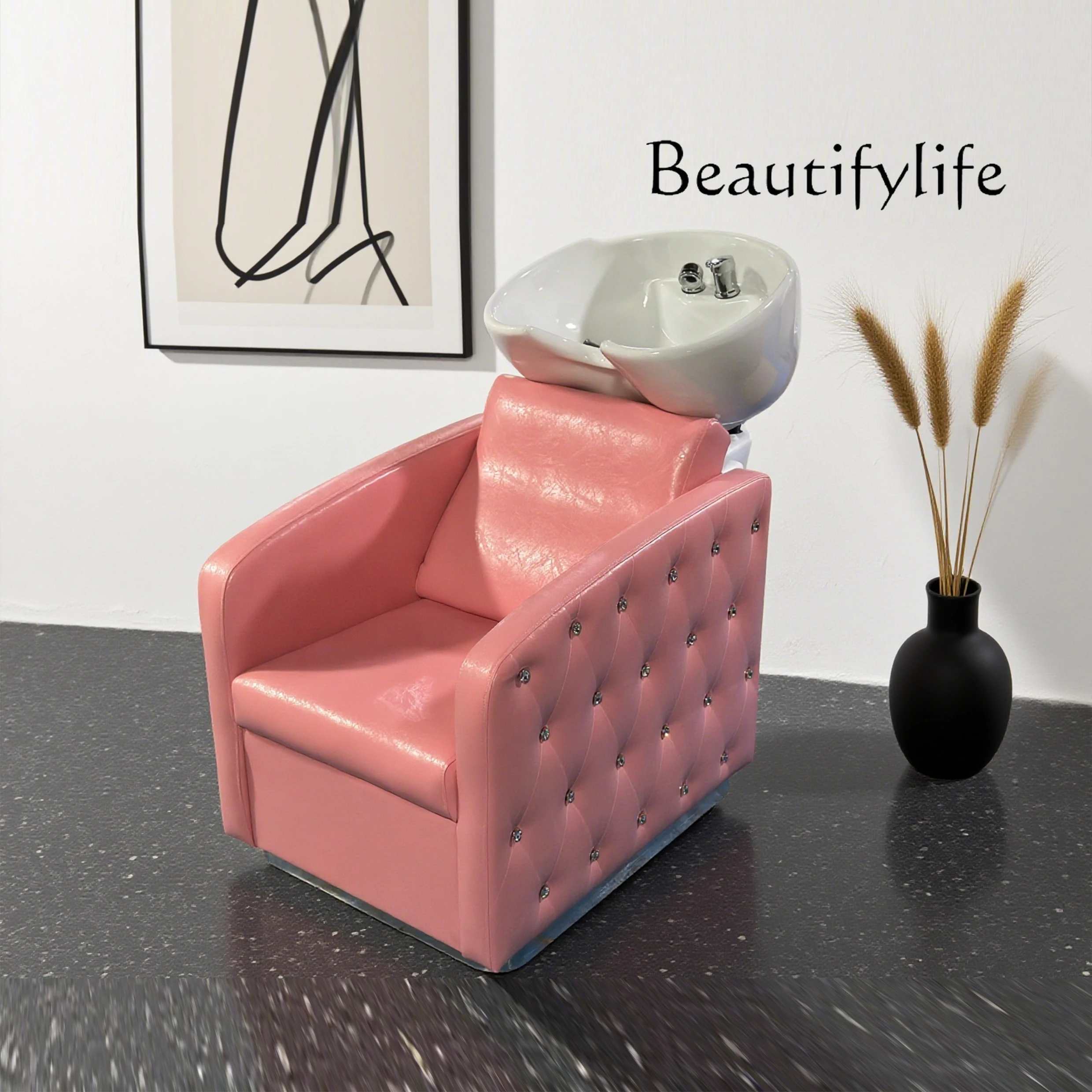 

Специальная сидячая кровать для шампуня для парикмахерской, керамическая кровать для смыва с раковиной, парикмахерская, кресло для шампуня