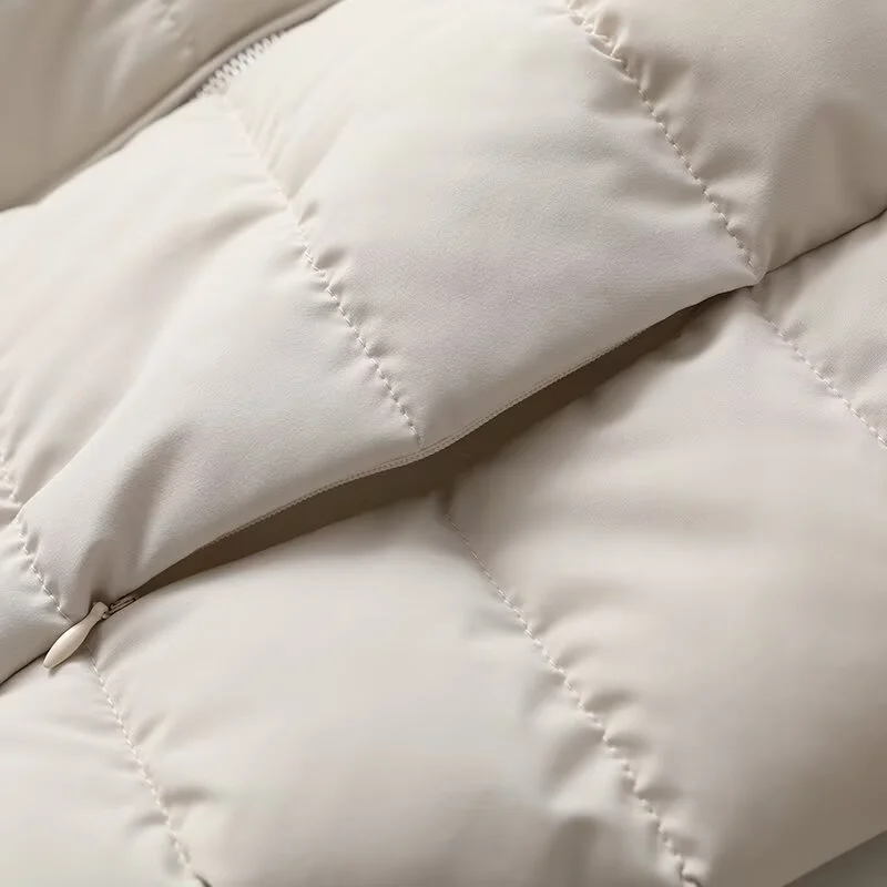 2025 Winter New Women's Casual Fashion Simple and Versatile Stand Collar Long Sleeve Zipper Decoration Cotton Jacket Short Coat