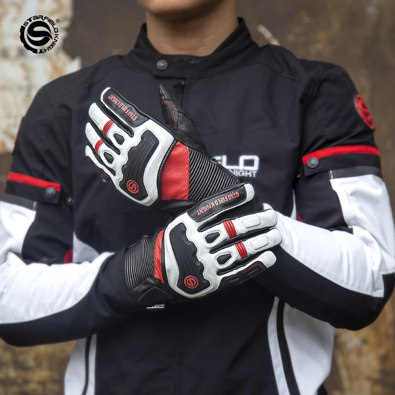 

SFK Motorcyle Gloves Genuine Goatskin Leather Winter Warm Breathable Motocross Riding Knuckle Protective Gears Wear-resistan