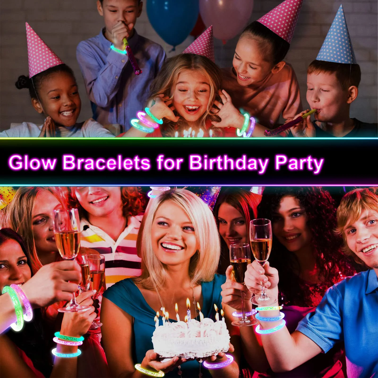 LED Light Up Bracelets Light Bracelets Glow Bracelets Glow In the Dark Party Supplies for Neon Party Supplies Concerts