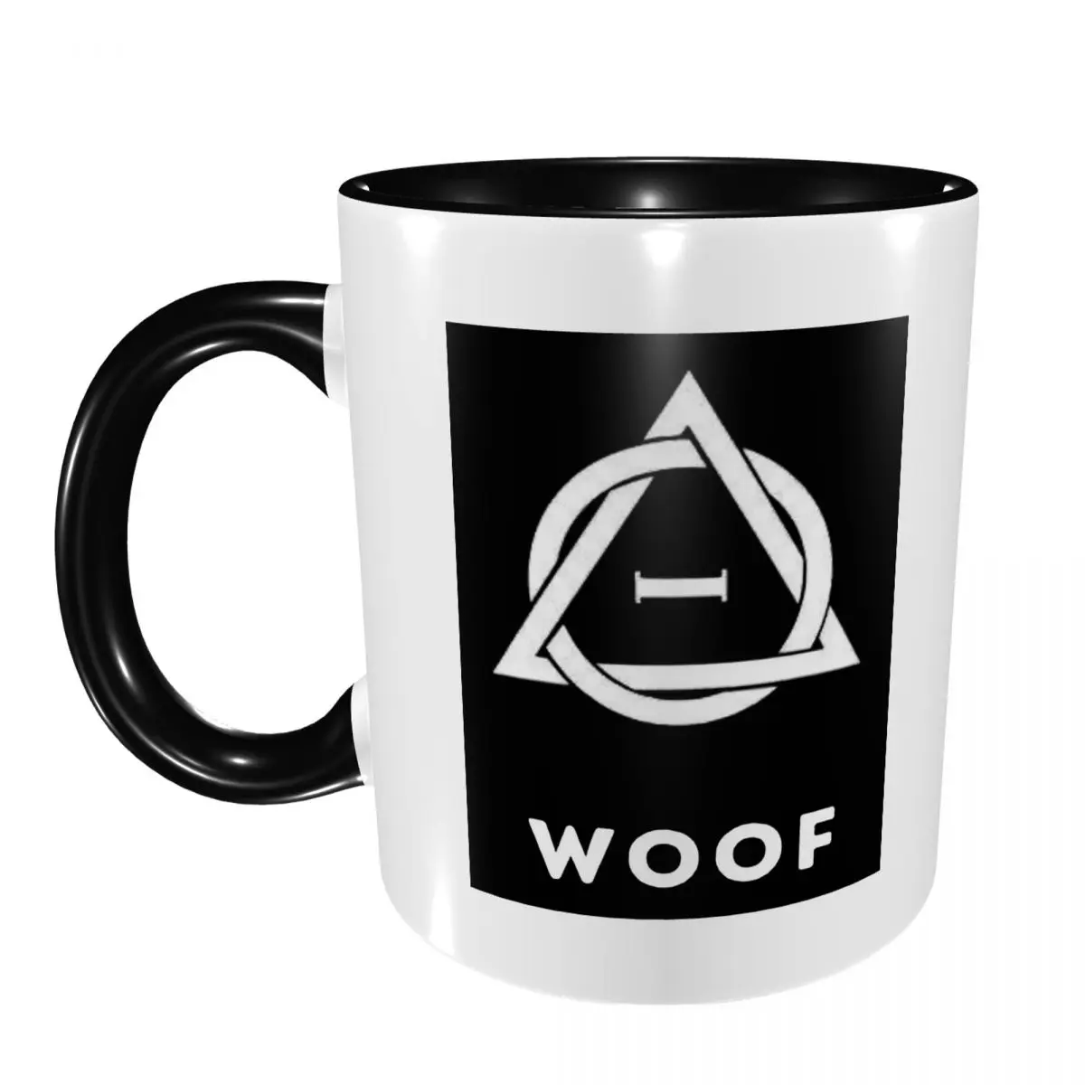 Woof! Therian Therianthropy Symbol Mug Funny Ceramic Coffee Cups Tea Mugs Milk Cup Drinkware Gift for Woman Man