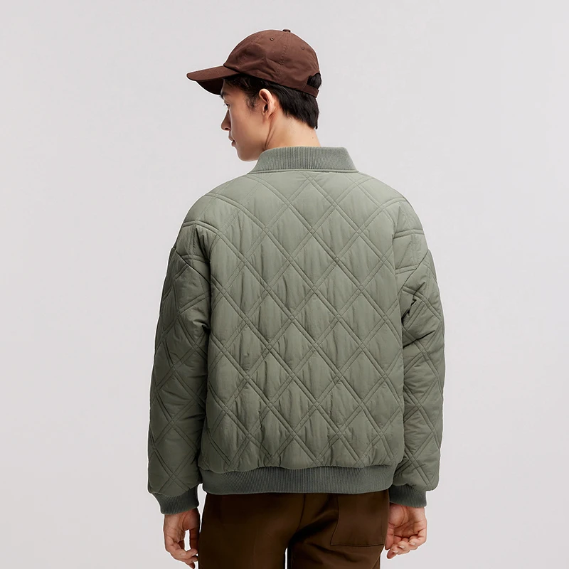 Semir Cotton Jacket Men 2024 Winter New Slightly Wrinkled Quilted Rhombus Texture Thin Baseball Trendy Cotton Jacket