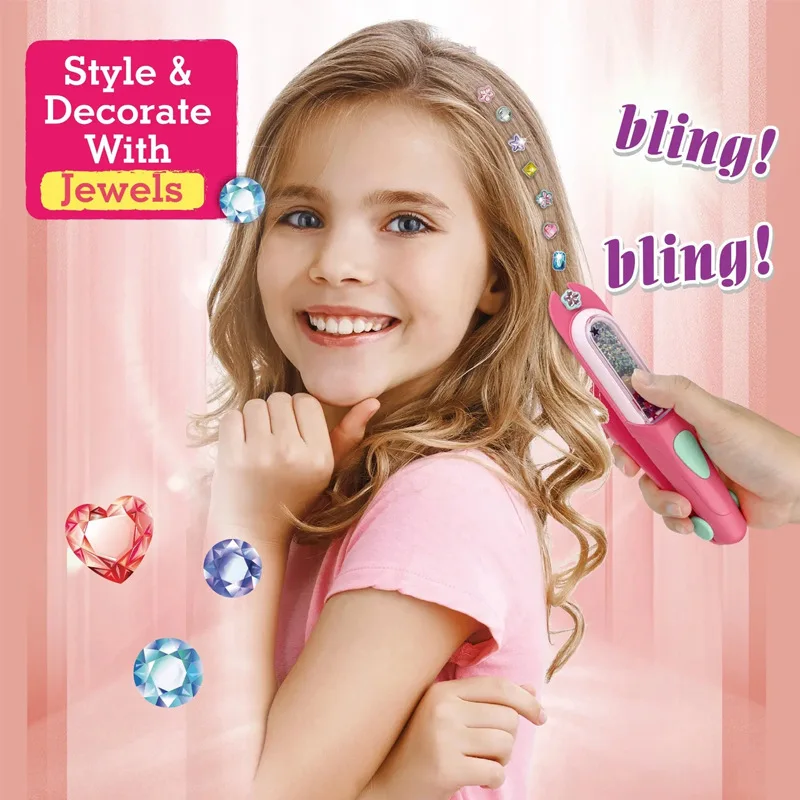 Haar Gem Bling Haarjuwelen Diamanten voor Meisjes Schoonheid Mode Speelgoed Interactief Aankleden Kid Glitter Hoofddeksels Haaraccessoires Cadeau