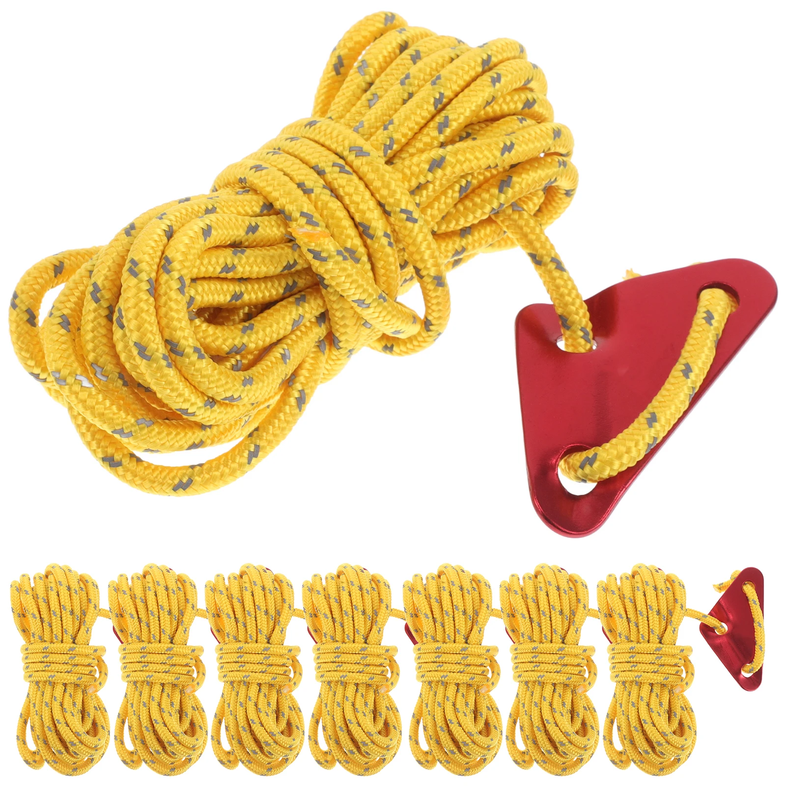 

8pcs Tent Rope Camping Gear Windproof Adjustable Heavy Duty Polyester Cord For Tree Climbing Mountaineering Hiking Tarp Dock