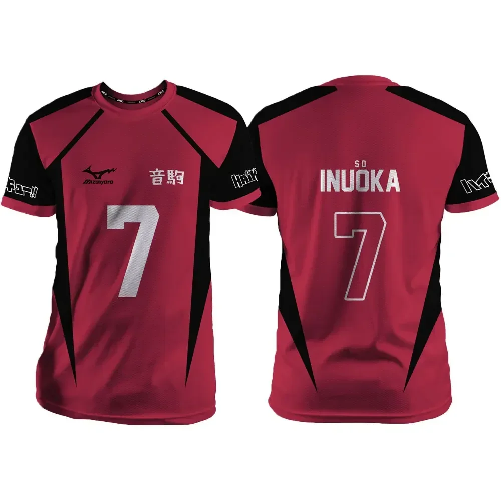 Haikyuu Nekoma Red Cartoon Anime Cosplay Men's Jersey Summer Short Sleeve Adult T-Shirt 2024 New Fashion Casual Men's T-Shirt