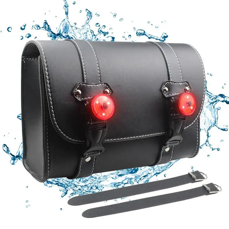 Motorcycle Bag Tools Pouch PU Leather Luggage Pack Motorbike Panniers Travel Motorcycle Panniers Side Box Vintage Luggage Bags