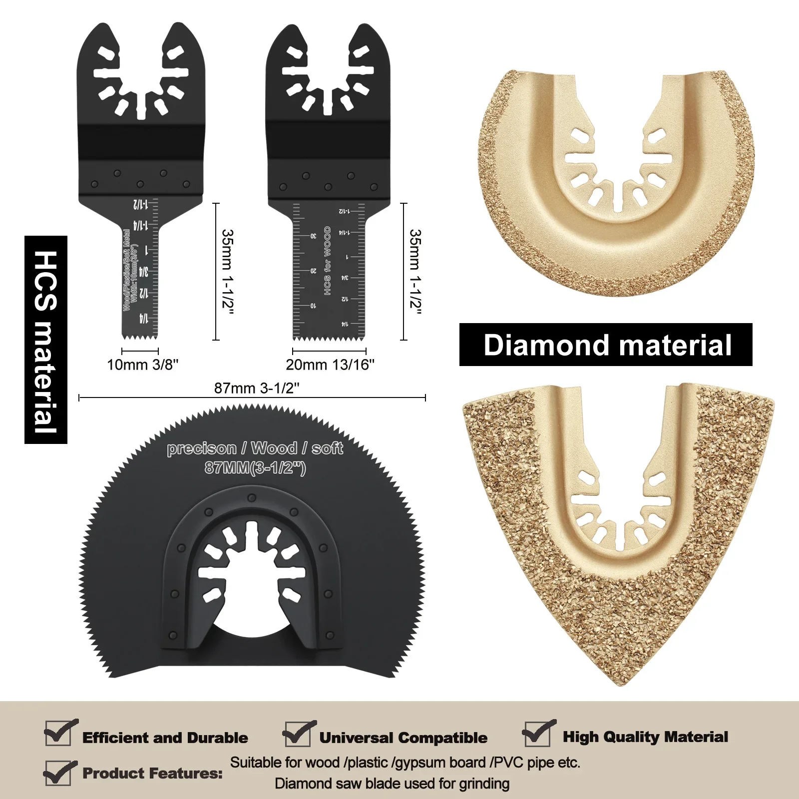 Japanese Tooth Carbide Oscillating Saw Blade Kit Arc Edge Oscillating Multitool Blades Precise Cut for Wood, PVC Iron 10-39Pcs