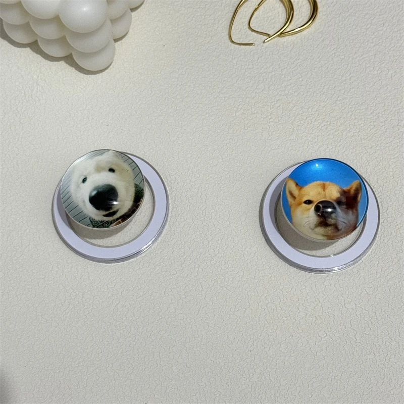 Korean Cute Cartoon Crystal Cat Dog Magnetic Stand Holder Phone GripTok For iPhone Detachable Bracket for Magsafe Phone Support