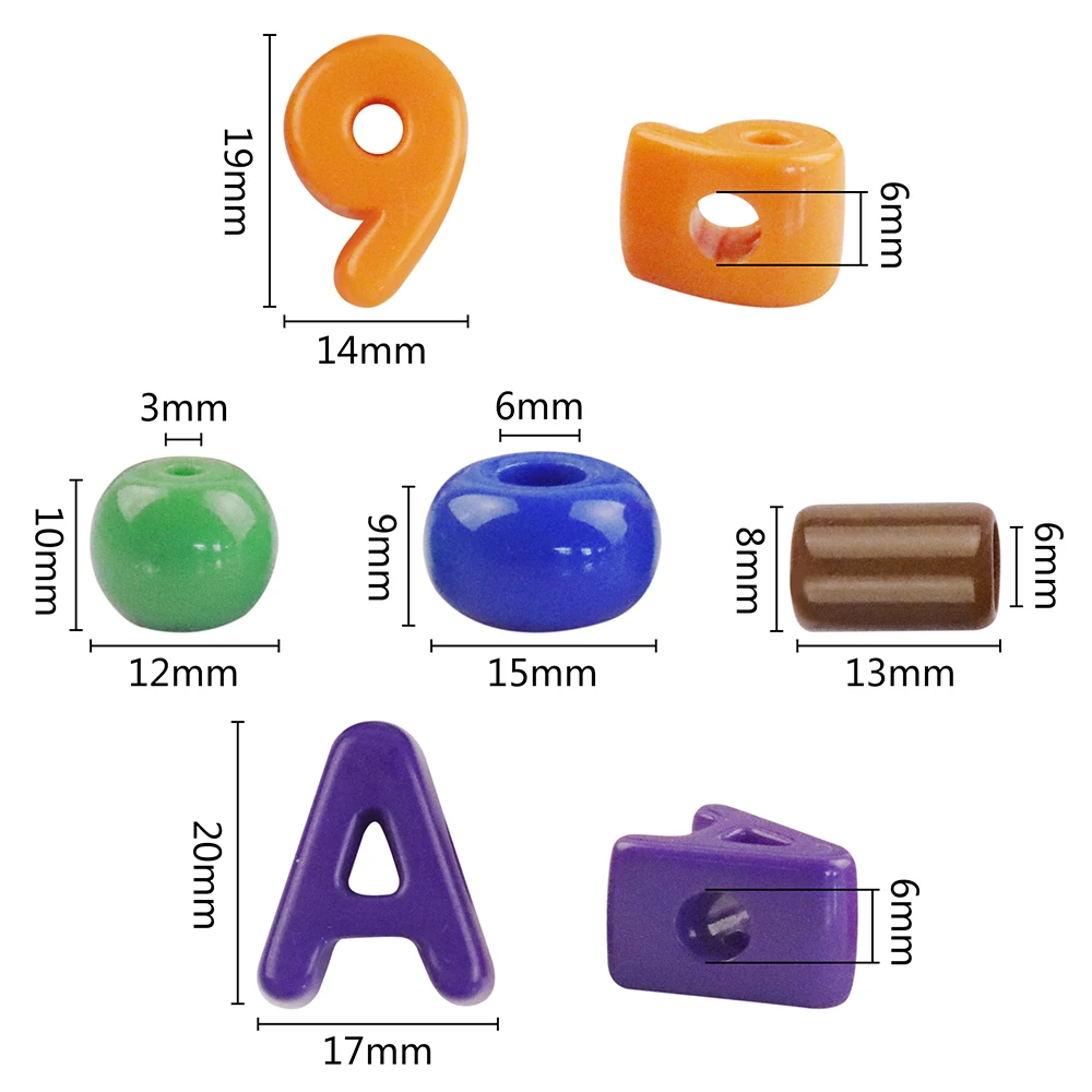 Random 10pcs Acrylic Bead With Hole Letter Number Round Bead  For DIY Necklace Earring Crafts Garment Bag Shoe Decor Bead A0442