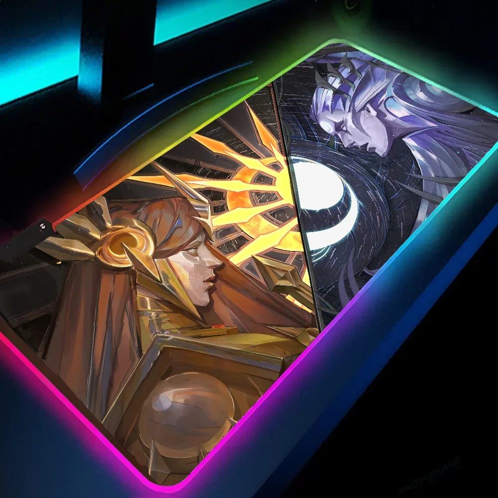 1pc Leona Crystalis Motus League Of Legends XXL RGB Gaming Mouse Pads HD Black Gamer Accessories Large LED