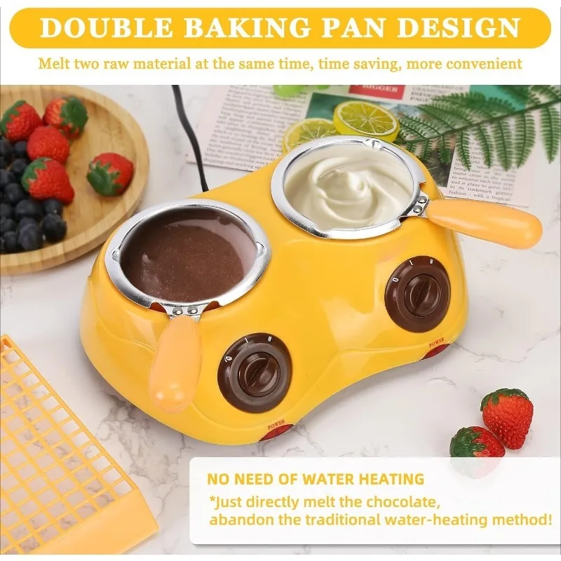 Chocolate Melting Pot Electric Wax Heater Mini Fondue Candy Maker with Double Pot for Milk Chocolate Cheese Butter Wax Melting