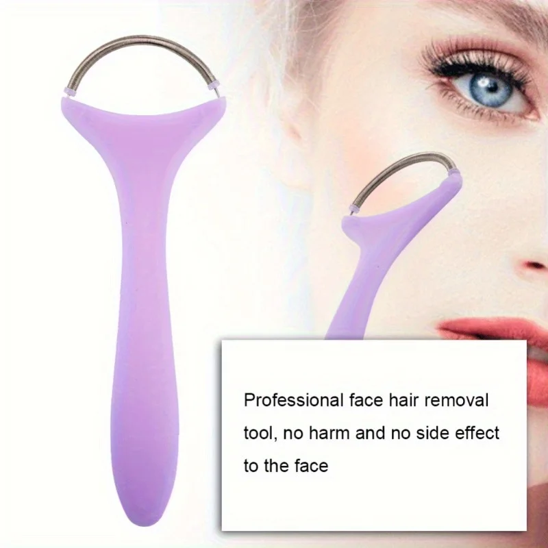 Portable Facial Hair Remover with Fine Fuzz Removal - Gentle Spring Manual Tool for Forehead Chin Cheeks, Safe Precise Grooming
