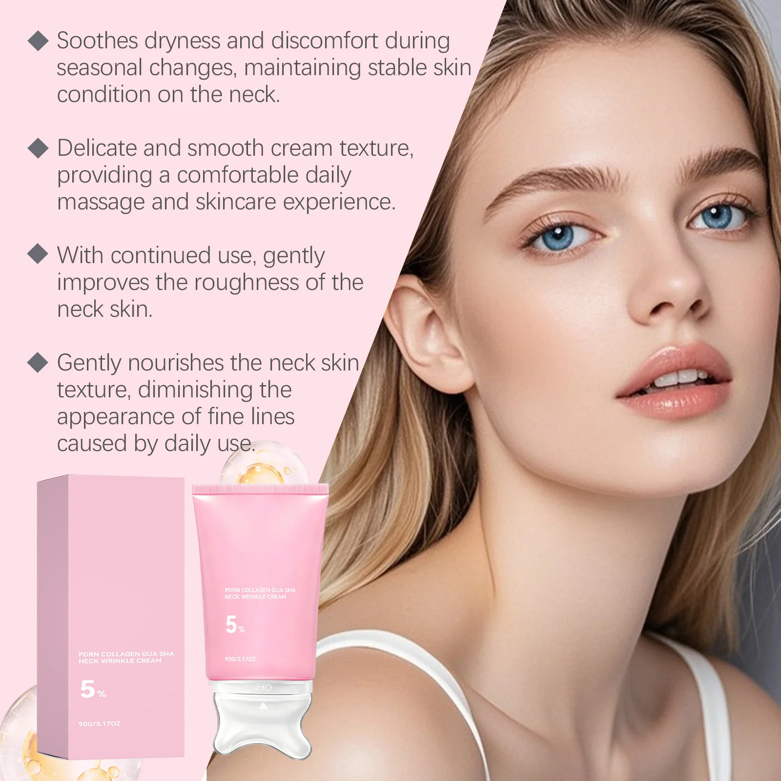PDRN Collagen Gua Sha Neck Wrinkle Cream Firming Lifting Smooth Neck Fine Lines Hydrating Elasticity Repair Neck Skin Care Kit