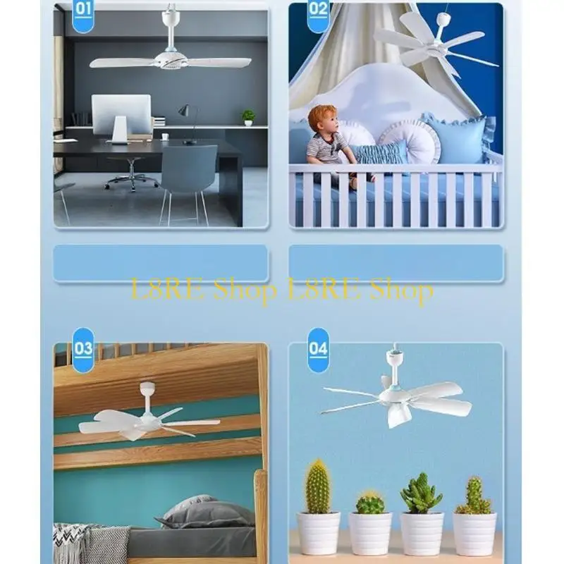 L8RE Silent Ceiling Fans 220V 20W No Light for Bedroom Living Room Office Hanging Fan