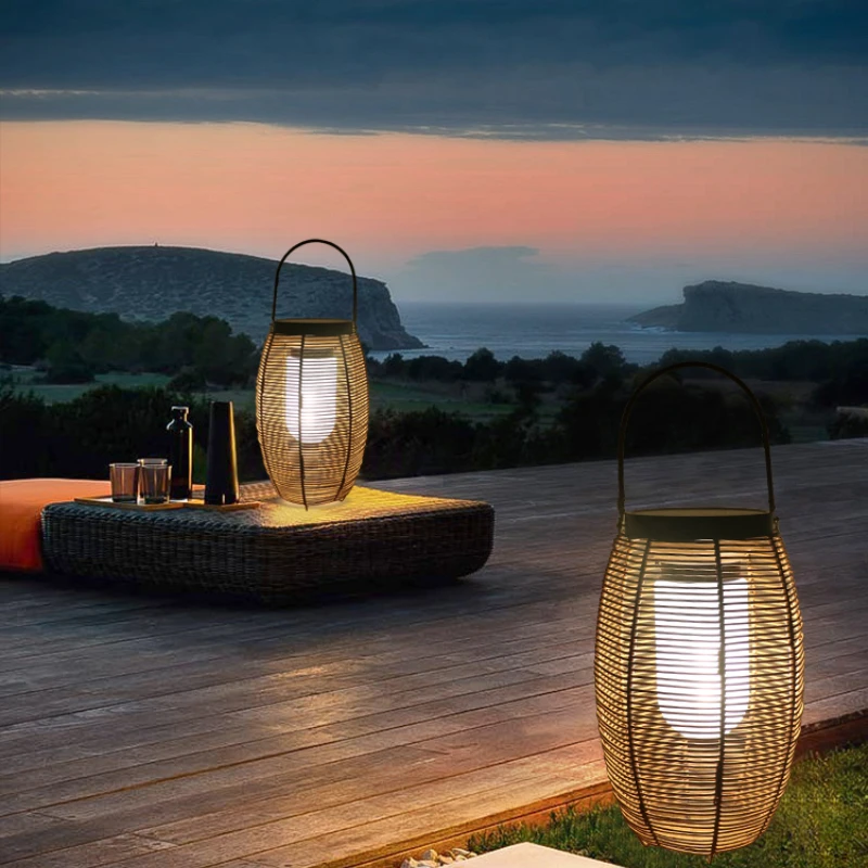 Solar Outdoor Light Garden Lamp Household Portable Lamp Camping Lantern Rattan Villa Garden Outdoor Waterproof Lawn Lamp