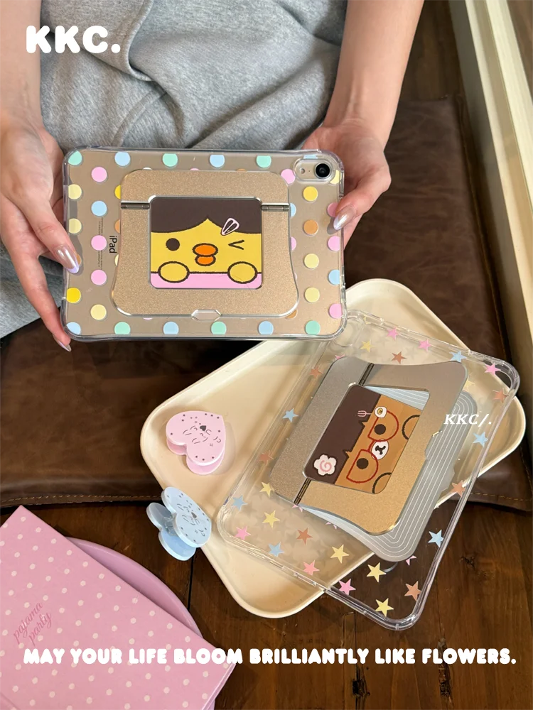INS New Cartoon bear Metal Bracket for iPad Pro11 2020 10.9 10.5 Air 5th 4th 3rd Gen iPad 9th 8/7th Gen Shockproof Tablet Cover
