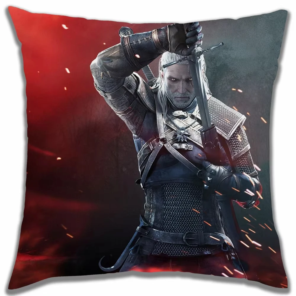 Witcher Hunter Pillow Case, Gaming Fan Small Gift with Short Plush Design for Friends and Collectors