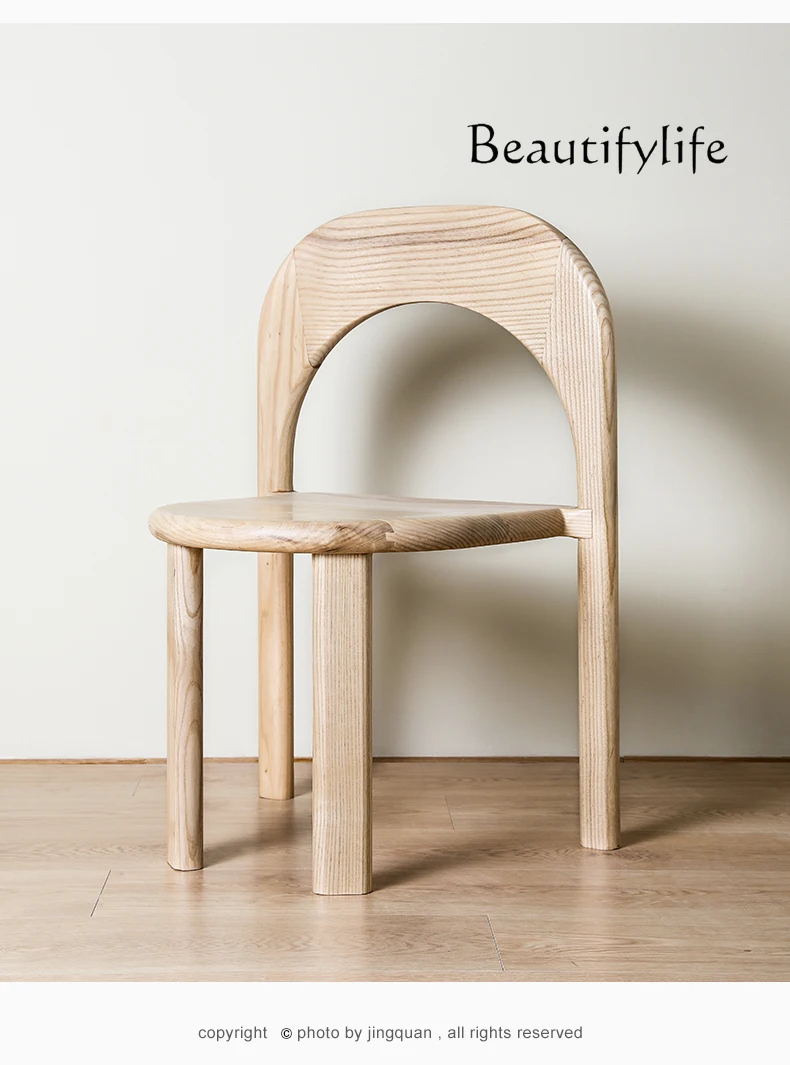 

Nordic solid wood chair can be stacked simple modern log back chair cafe restaurant homestay leisure dining table and chairs