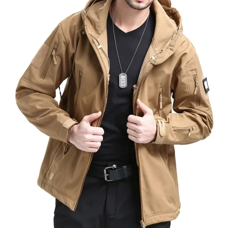 

Military Outdoor Jackets Men Shark Skin Soft Shell Tactical Waterproof Windbreaker Army Combat Jacket Mens Hooded Bomber Coats