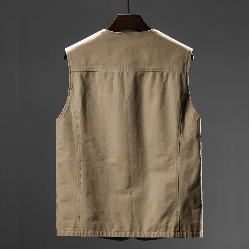 Plus Size Men's Vest, High Quality Cotton Work Vest, Men Outdoor Fishing Vest, Solid Color Casual Sleeveless Jacket 8XL A2H9802