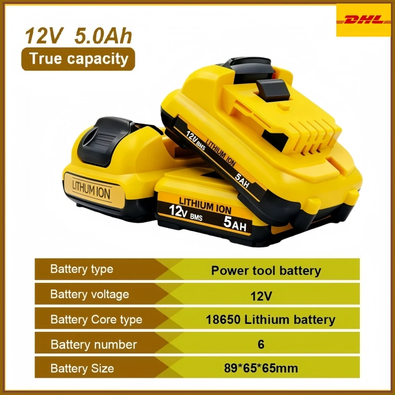 لبطارية DeWalt 12V MAX 2.0Ah 3.0Ah 5.0Ah 6.0Ah DCB125 DCB124 DCB122 القابلة لإعادة الشحن.