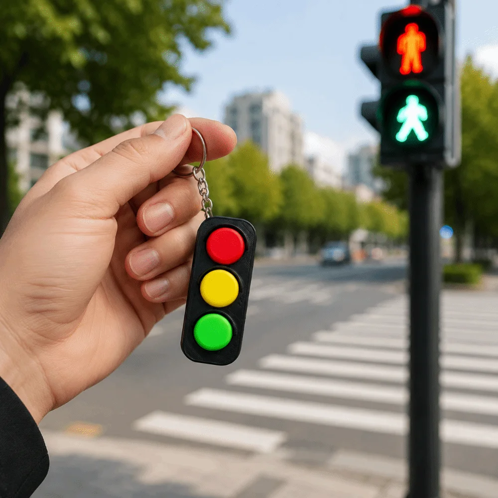 3D Printed Fidget Clicker Keychain Portable Compact Mini Fidget Pleasant Touch Lightweight Traffic Light Fidget Daily Use