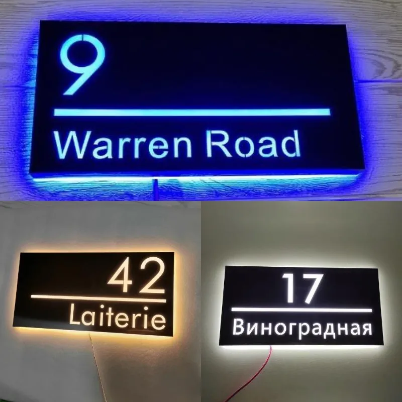 Numeri civici personalizzati LED numero civico illuminato luce 3D galleggiante in acciaio inossidabile numero di indirizzo a LED moderno segno di