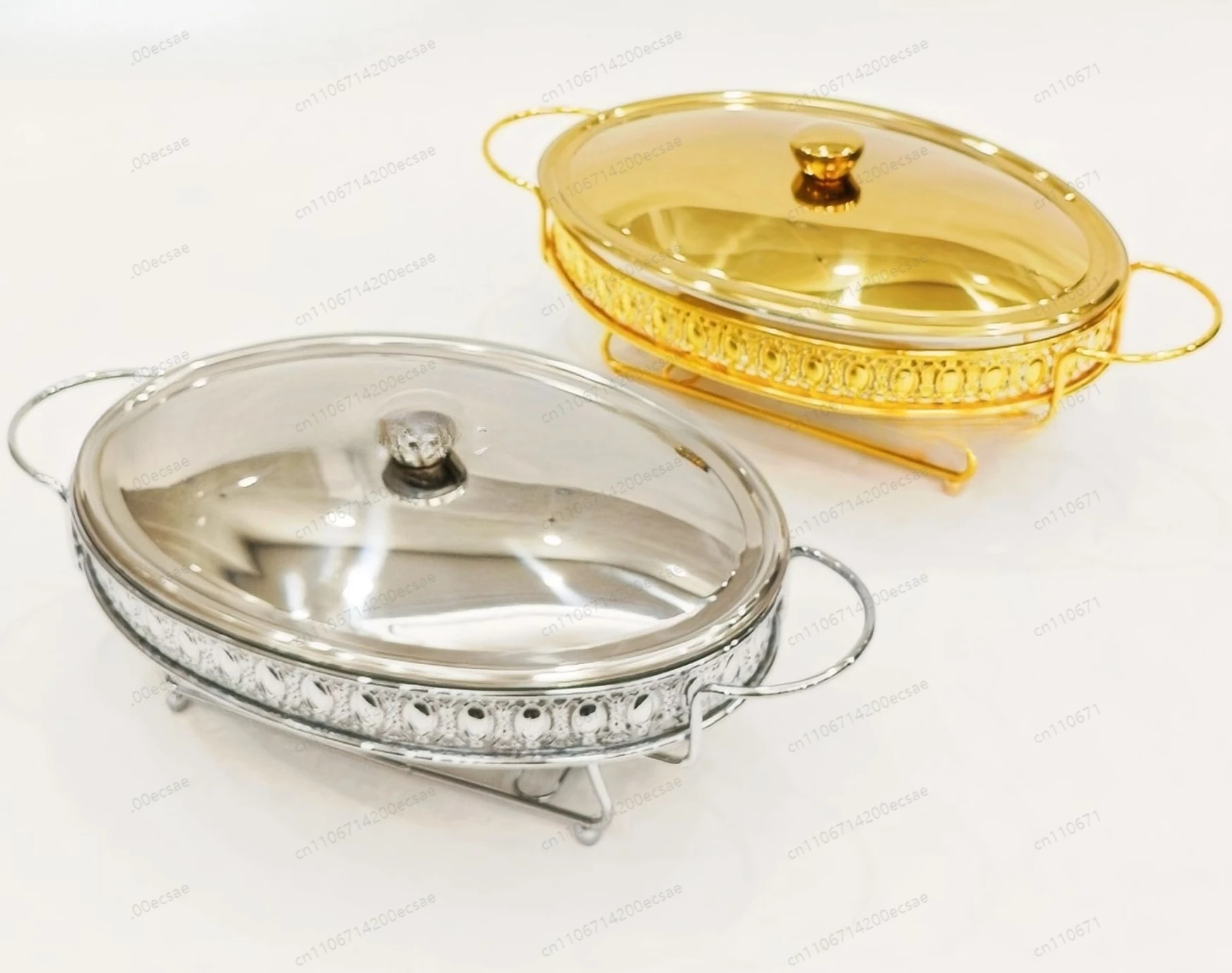 

Hotel Catering Food Warmer, Glass Chafing Dish with Fuel Holder, for Buffet & Party