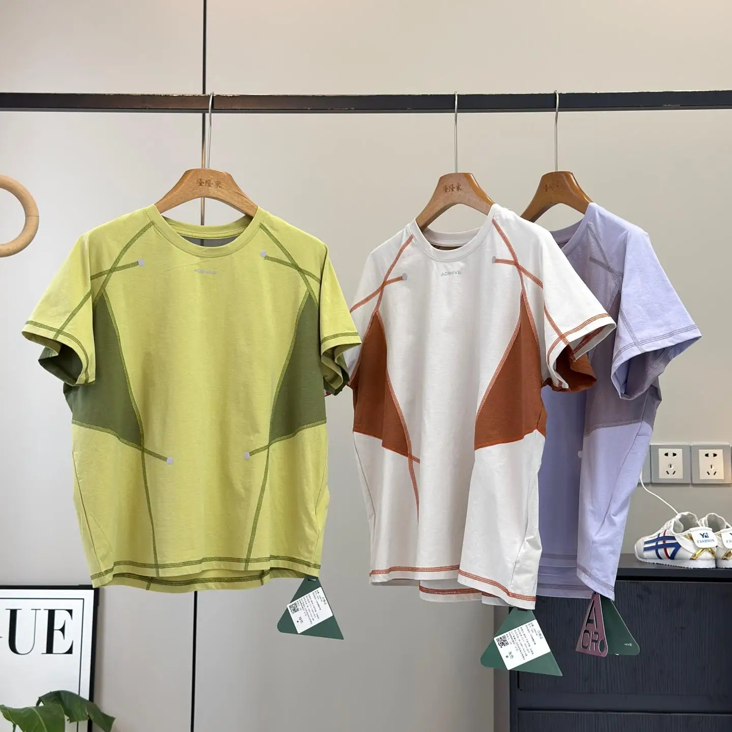 

Unisex Quick Dry Breathable Summer Short Sleeve T-Shirt Outdoor Sports Couple Matching Color Block Hassel Line Polyester Fiber