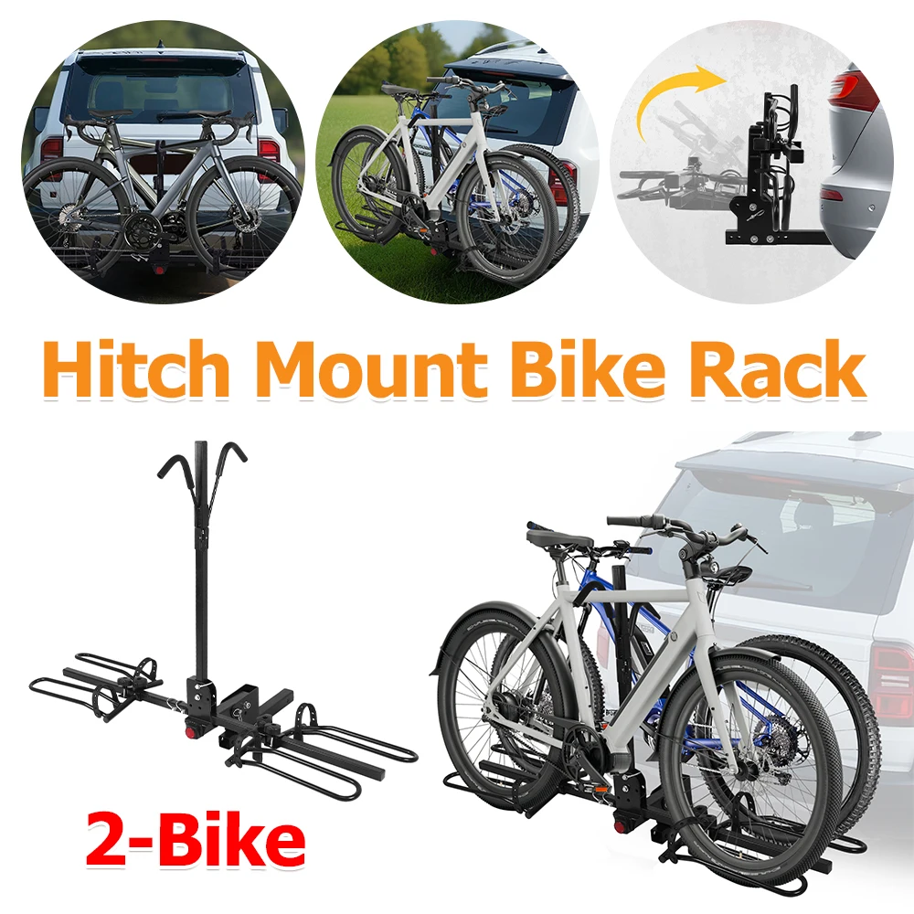 

80 LBS Hitch Mount Bike Rack Heavy Duty Steel 2-Bike Platform Lockable Max Capacity Bike Carrier for SUVs Cars Trucks Vans