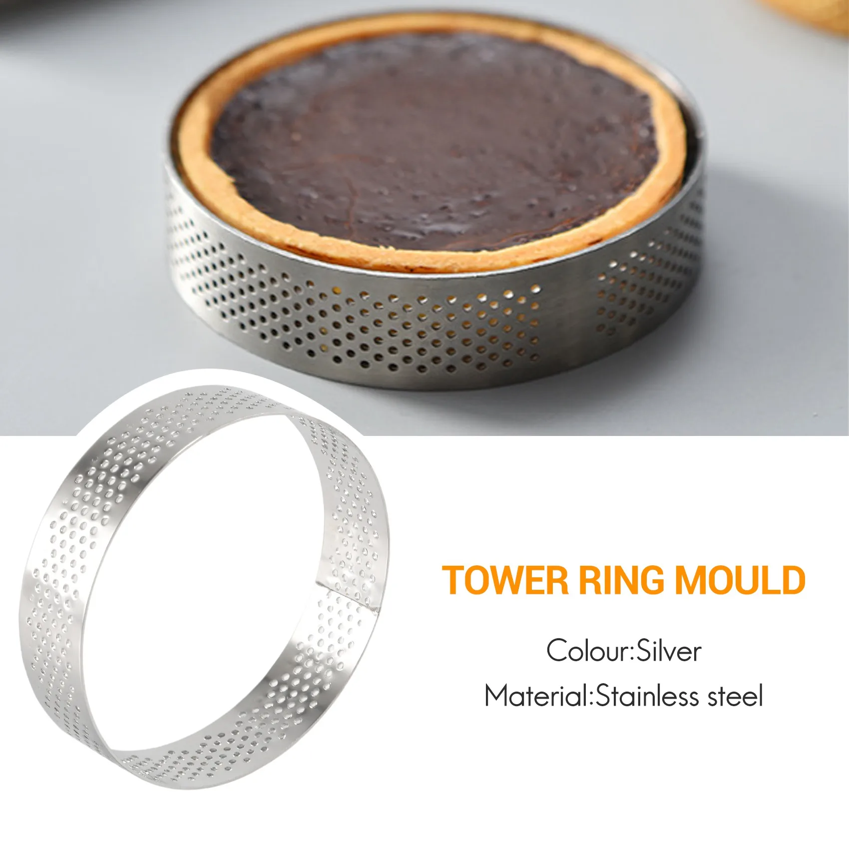 10 Stuks Cirkelvormige Roestvrijstalen Taart Toren Toren Taart Taart Mal Bakgereedschap Geperforeerde Cake Mousse Ring,8Cm