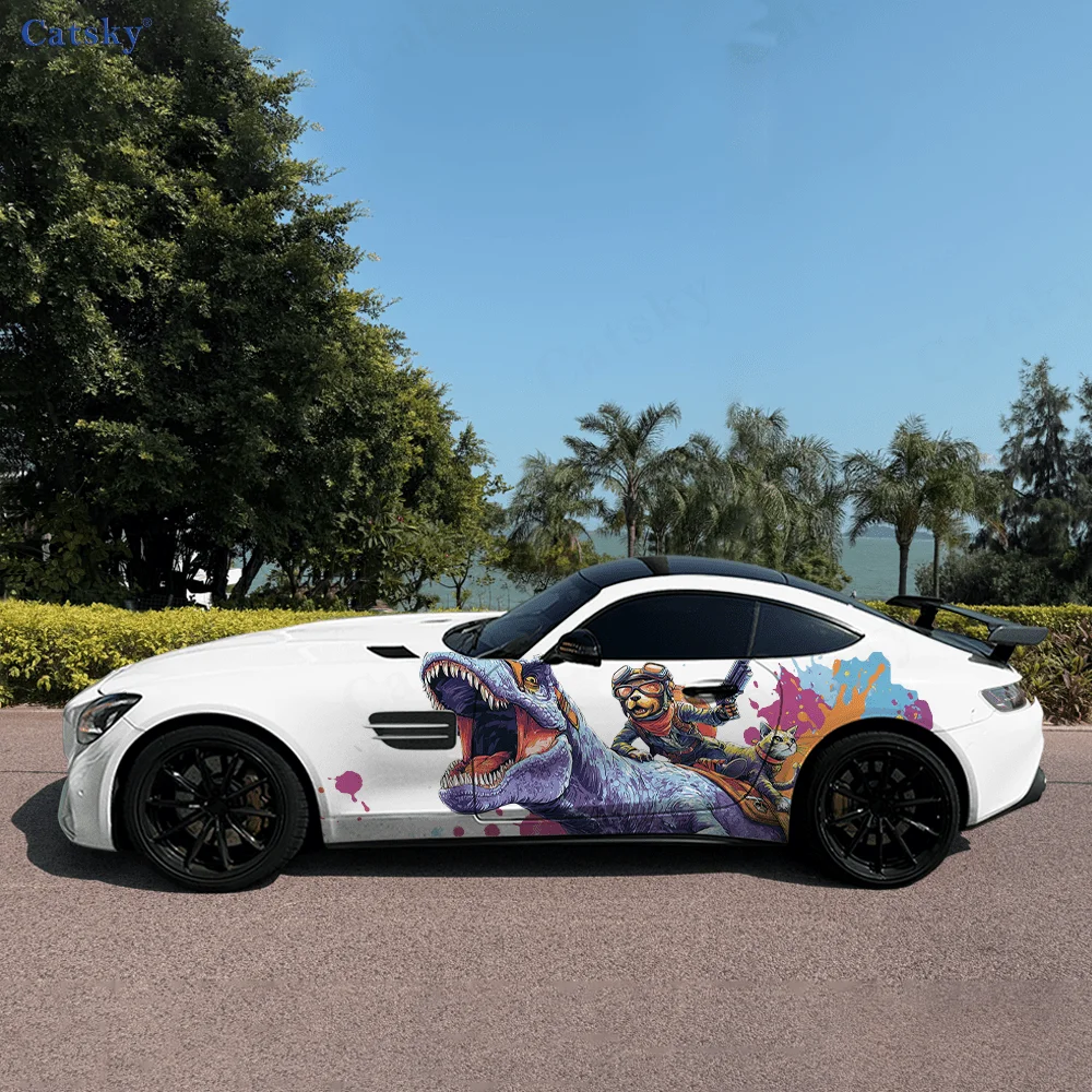 

Виниловая наклейка на щенке котенка на динозавром, автомобиль, самоклеящаяся наклейка из ПВХ, подходит для грузовиков, внедорожников, декор, автоаксессуары, подарок