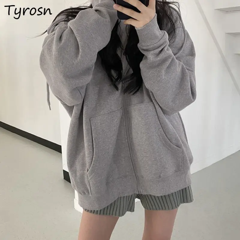 Hoodies Frauen Freizeit Einfache Winter Dicke Warme Bequeme Klassische Alle-spiel Design Kordelzug Student Mode Koreanischen Stil Neue