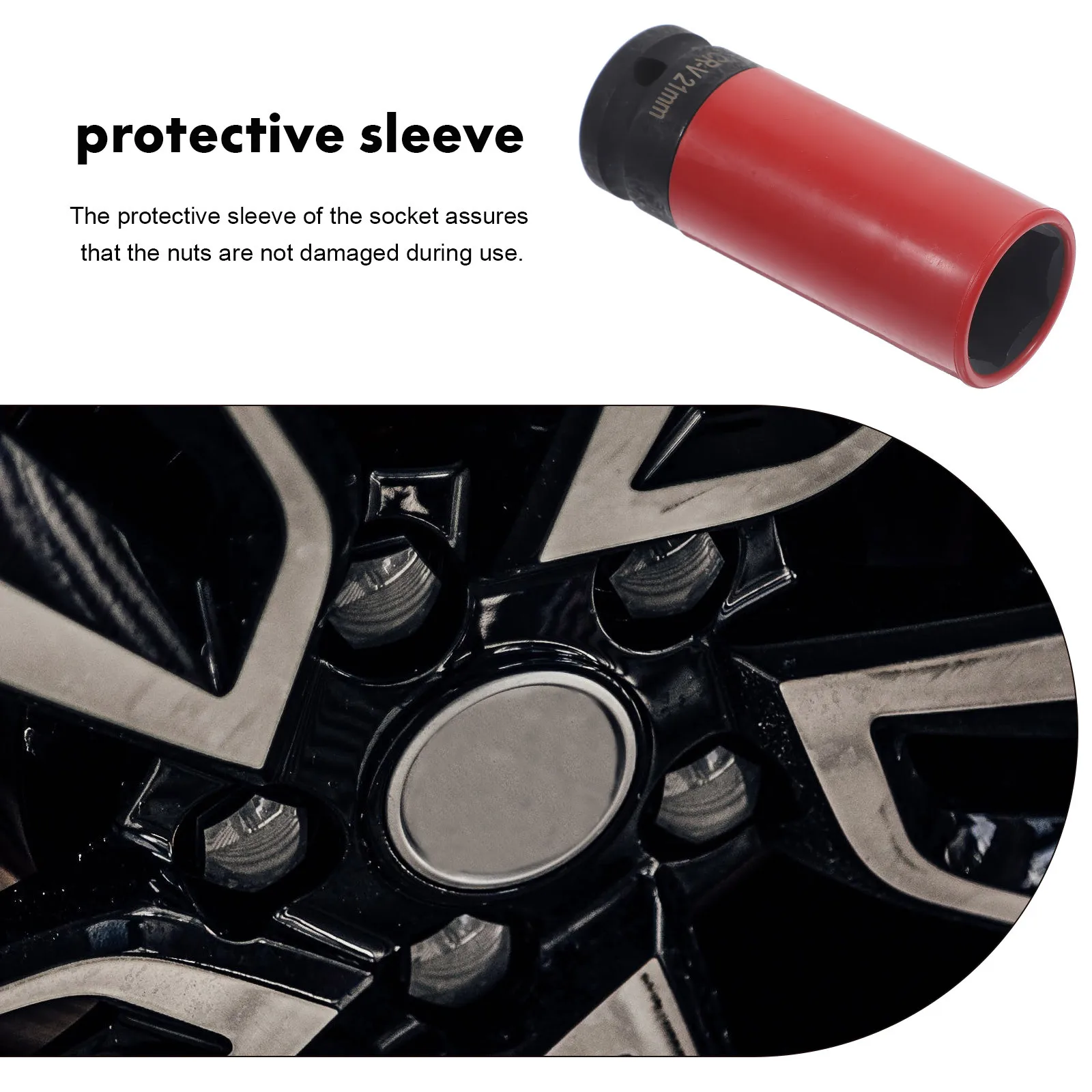 

21mm 1/2 Inch Impact Lug Nut Socket Metric CRV Material Protective Sleeve Wheel Nuts Tool Thin Sockets