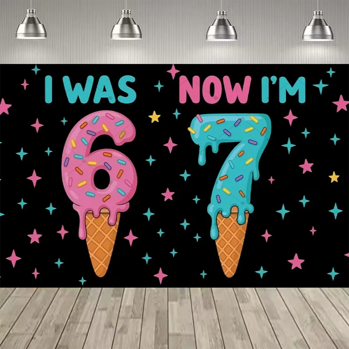 2D Flache Farbige Zahlen ICH BIN JETZT 6, WAR EHER 7 - Themen-Dekoration für Jungen- und Mädchen-Geburtstagsfeiern, Party-Hintergrund, Partyzubehör, Deko-Banner – Detail 13