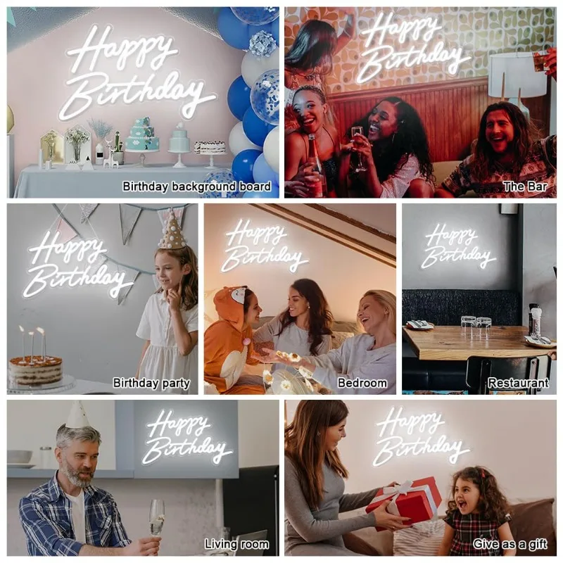 Alles Gute zum Geburtstag alle Partys groß-23x14 Zoll LED mit dimmbaren Schalter Wand dekor Foto Hintergrund (Power by USB)-von Colysor