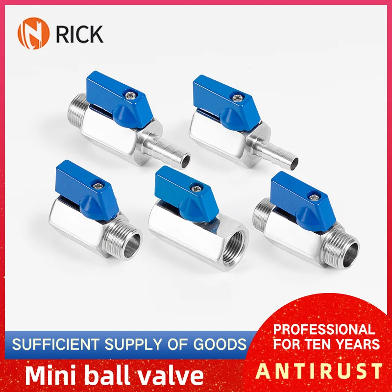 304Stainless Steel Pagoda Ball ValveMini Switch1/23/81/4BSP Male and Female 8 10 12 Flexible Hook Sanitary Ball Blue Valve