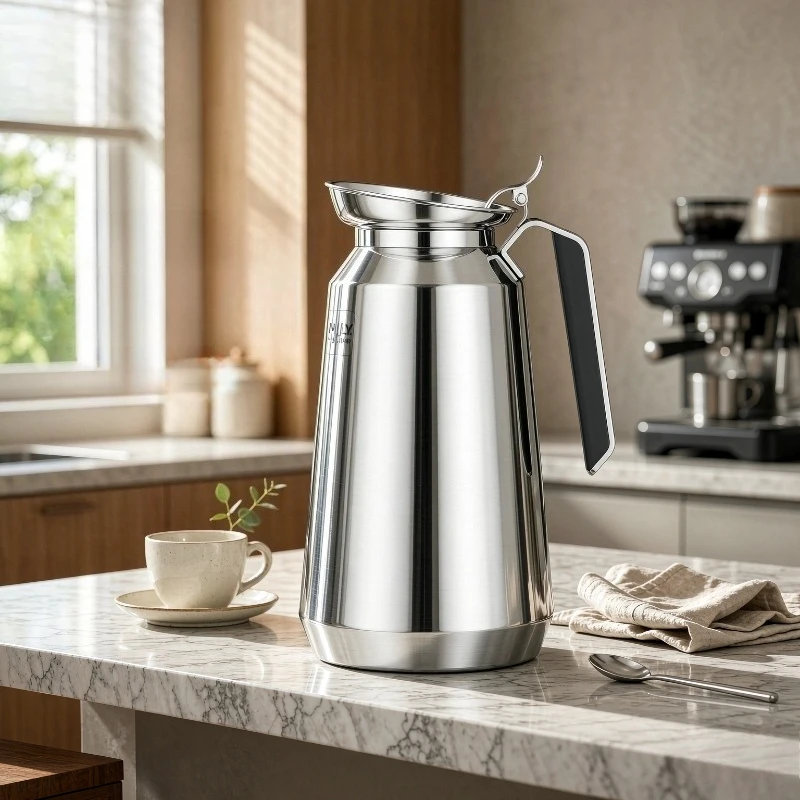 1.8L 316 Stainless Steel Thermal Carafe Large Capacity Insulated Tea Pot with Wide Mouth Easy Clean Corrosion Resistant Body