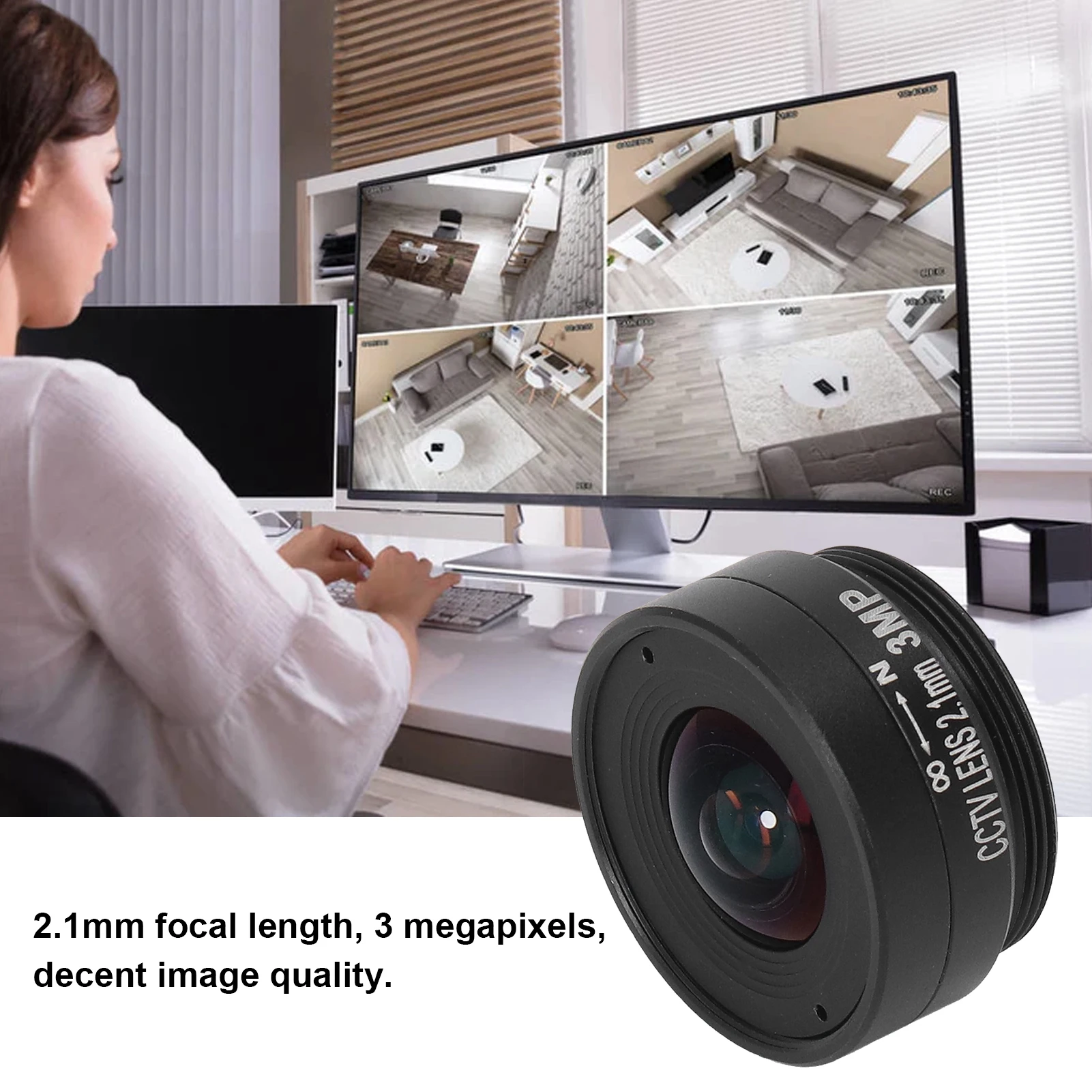 

Объектив IP-камеры 2,1 мм 3 МП с креплением CS Широкоугольный объектив камеры видеонаблюдения Алюминиевый сплав для домашних камер безопасности Объектив камеры безопасности