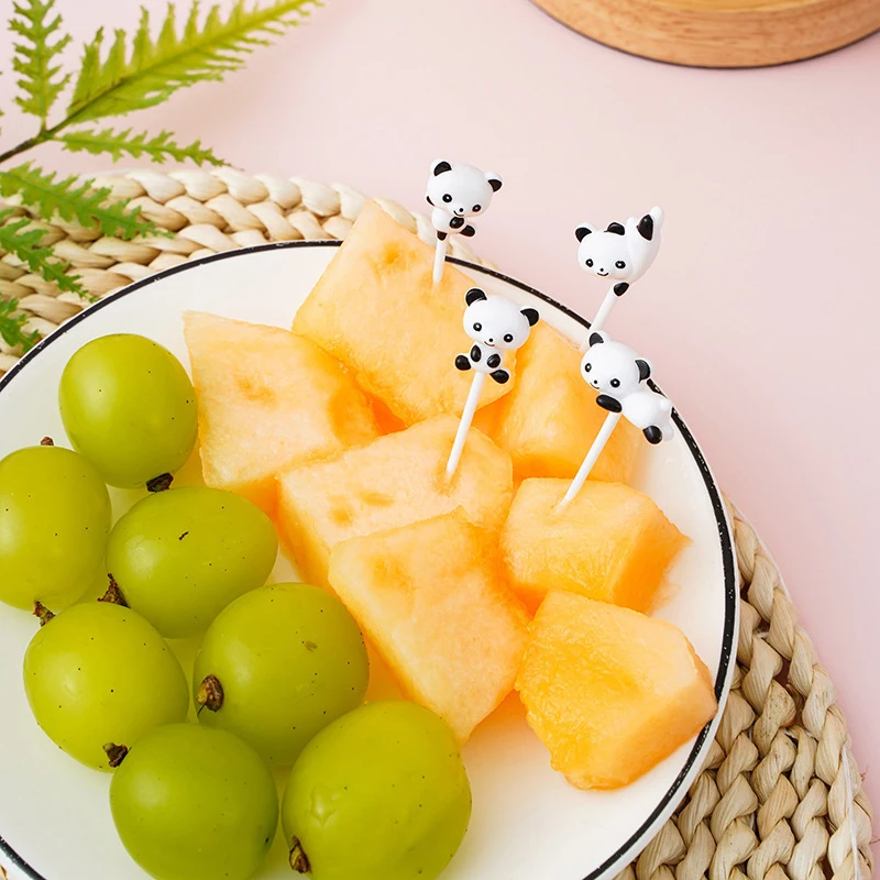 【8Pcs Cute Panda Fruit Fork Kids Snack Dessert Decor Forks Toothpick Lunch Salad Decoration Accessories Cake Picks】