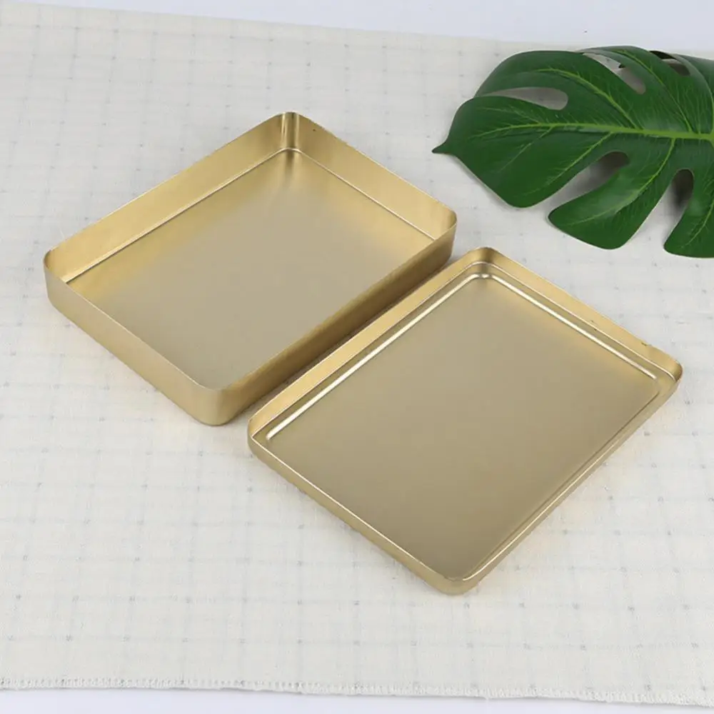 Aluminum Vintage Lunch Box Rectangle Food Container Single-layer School Lunch Box Food Snack Storage Container Bento Box