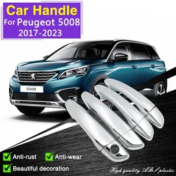 for Peugeot 5008 MK2 P87E 2017 2018 2019 2020 2021 2022 2023 Chrome Door Handle Cover Car Accessories Stickers Rustproof Catch