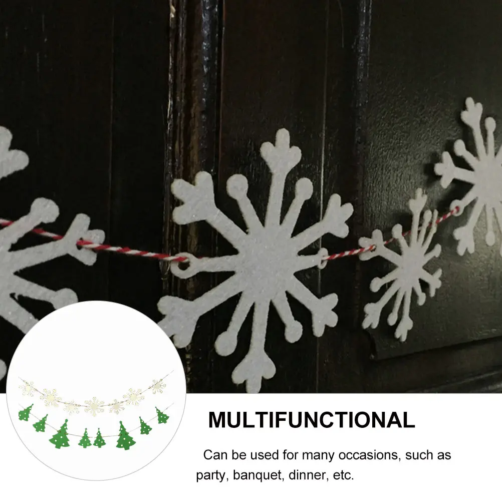 

2 Pcs Snowflake Christmas Tree Pendant Garland Hanging Decorative Garlands Banner Latte Art Parties Decoration Felt