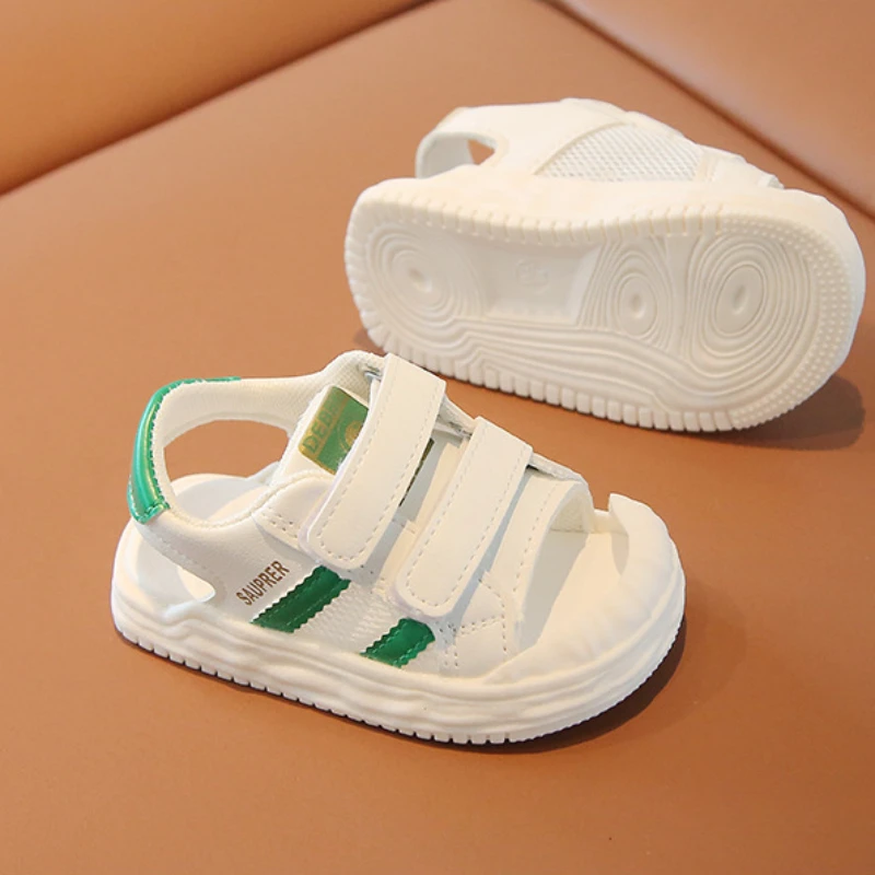 PU Leather Summer Sandals For Children 2024 Trend Fashion Boys Girls Beach Shoes Anti-slippery Soft-soled Toddler Shoes Footwear