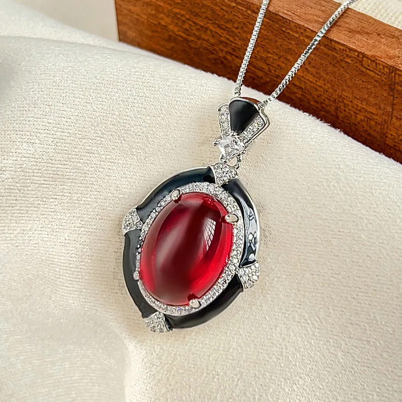 New Jewelry European Pigeon Blood Red Corundum Green Chalcedony Creative Set Main 13*18 Wholesale