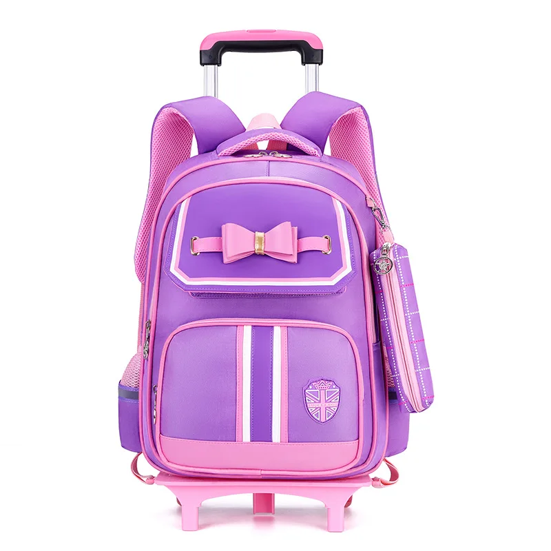 Rolling Backpack for Teenagers Girls School Trolley Bags Women Schoolbag Female Student Kids Waterproof School Bags with Wheels