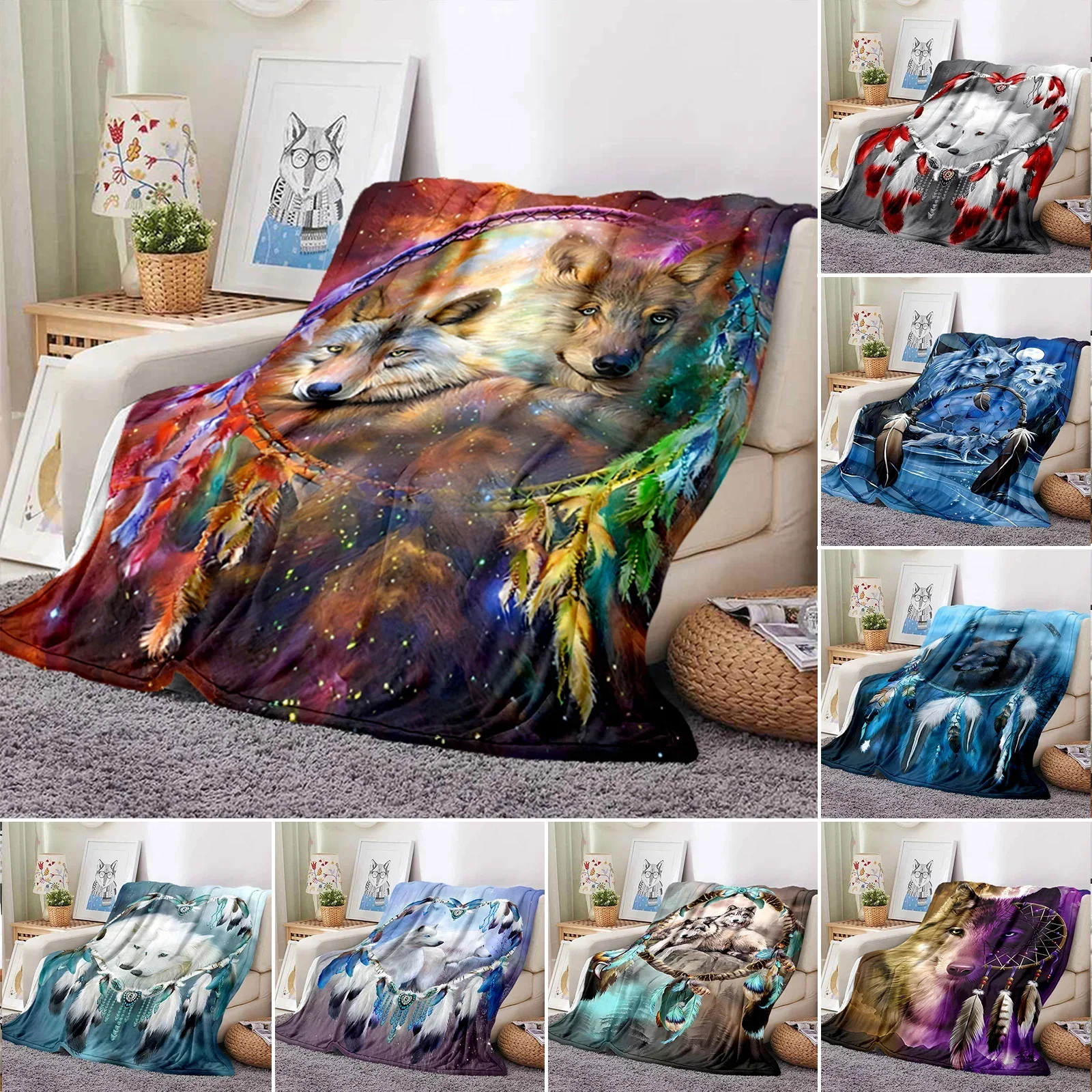 Wolf Soft Blanket Sublimation Animal Covered Blanket Bedding Flannel for Children and Adult Bedrooms Decor wolf Blanket